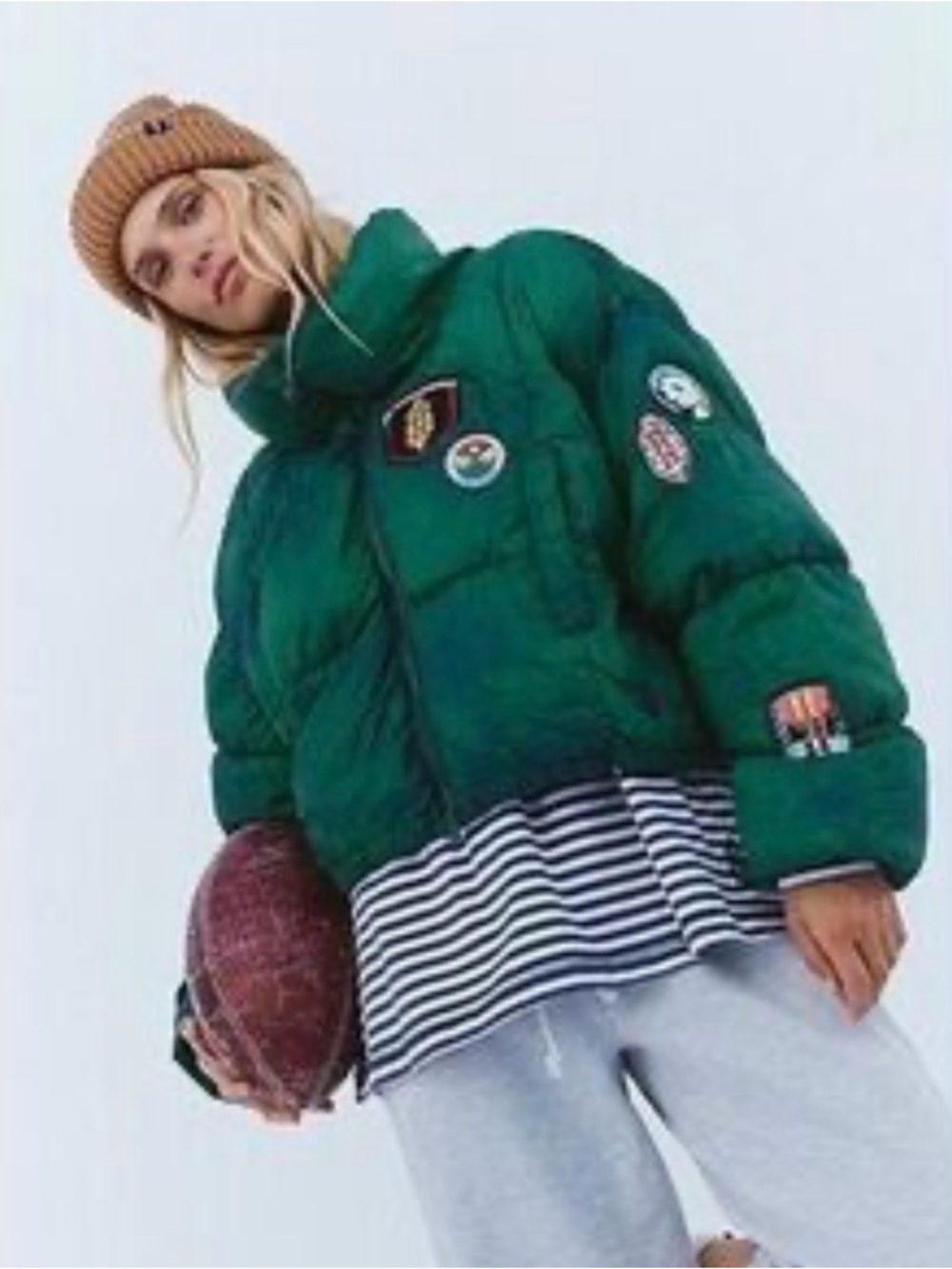 FP Movement by Free People Emerald Green Patch Puffer Jacket 🔥 Size S